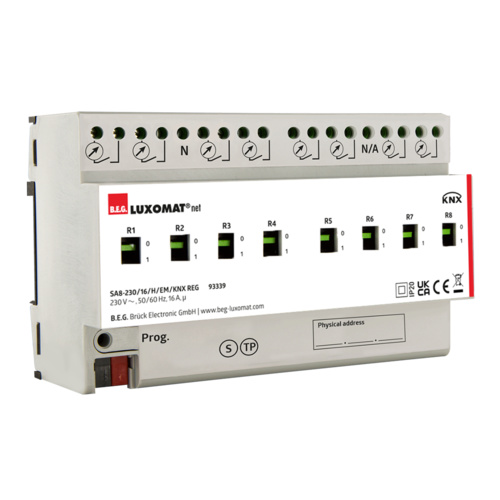 Релейный актуатор 8-канальный для системы KNX, SA8 - 230 / 16 / H / EM / KNX REG - купить у официального поставщика