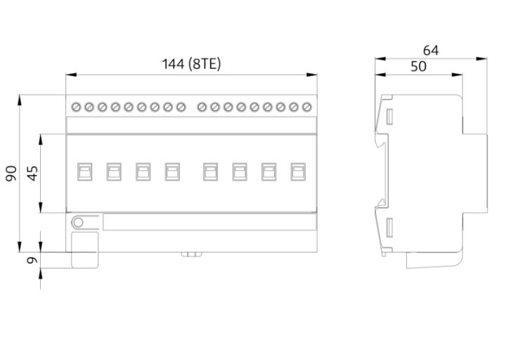 Релейный актуатор 8-канальный для системы KNX, SA8 - 230 / 16 / H / KNX REG - купить у официального поставщика