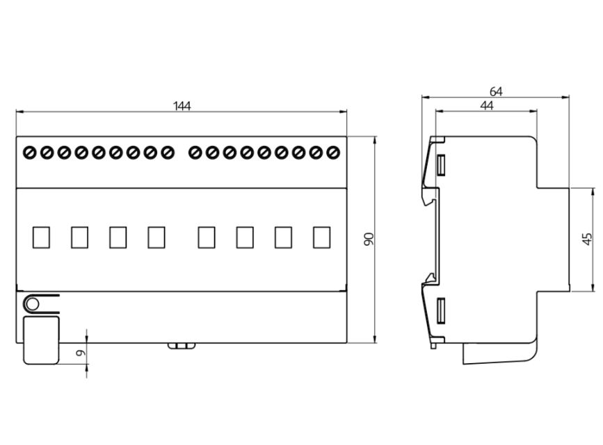 Релейный актуатор 8-канальный для системы KNX, SA8 - 230 / 16 / H / EM / KNX REG - купить у официального поставщика