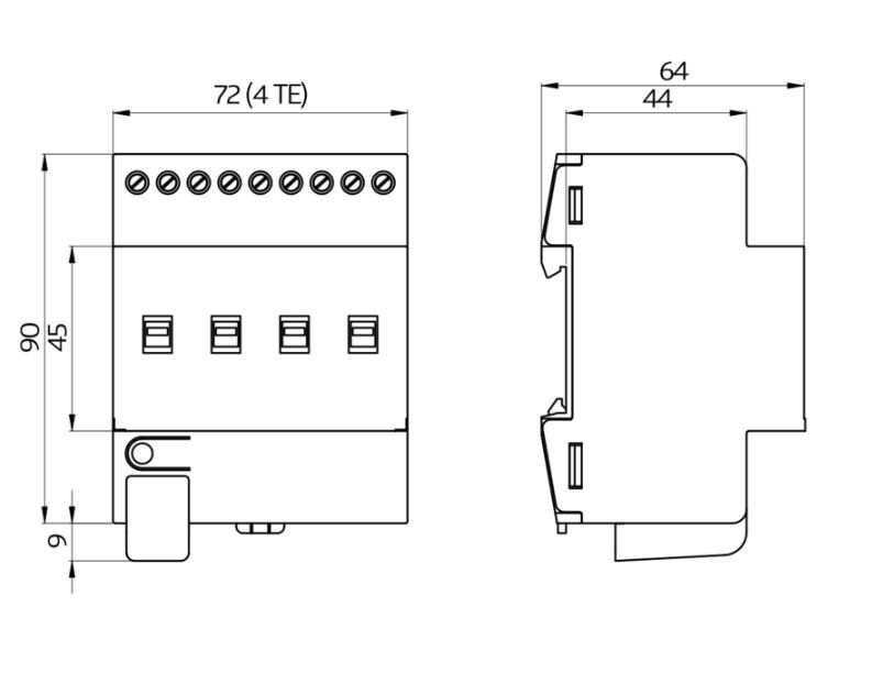 Релейный актуатор 4-канальный для системы KNX, SA4 - 230 / 16 / H / EM / KNX REG - купить у официального поставщика